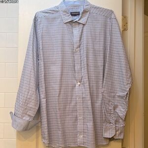 Johnston & Murphy Printed Plaid button down w/ different printed cuff.Men’s XL.